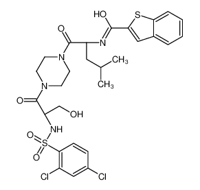 N-((S)-1-(4-((S)-2-(2,4-二氯苯基磺酰胺基)-3-羟基丙酰基)哌嗪-1-基)-4-甲基-1-氧代戊烷-2-基)苯并[b]噻吩-2-甲酰胺