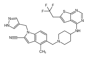 1-((1H-吡唑-4-基)甲基)-4-甲基-5-((4-((6-(2,2,2-三氟乙基)噻吩并[2,3-d]嘧啶-4-基)氨基)哌啶-1-基)甲基)-1H-吲哚-2-甲腈