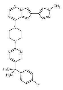 (S)-1-(4-氟苯基)-1-(2-(4-(6-(1-甲基-1H-吡唑-4-基)吡咯并[2,1-f][1,2,4]三嗪-4-基)哌嗪-1-基)嘧啶-5-基)乙胺